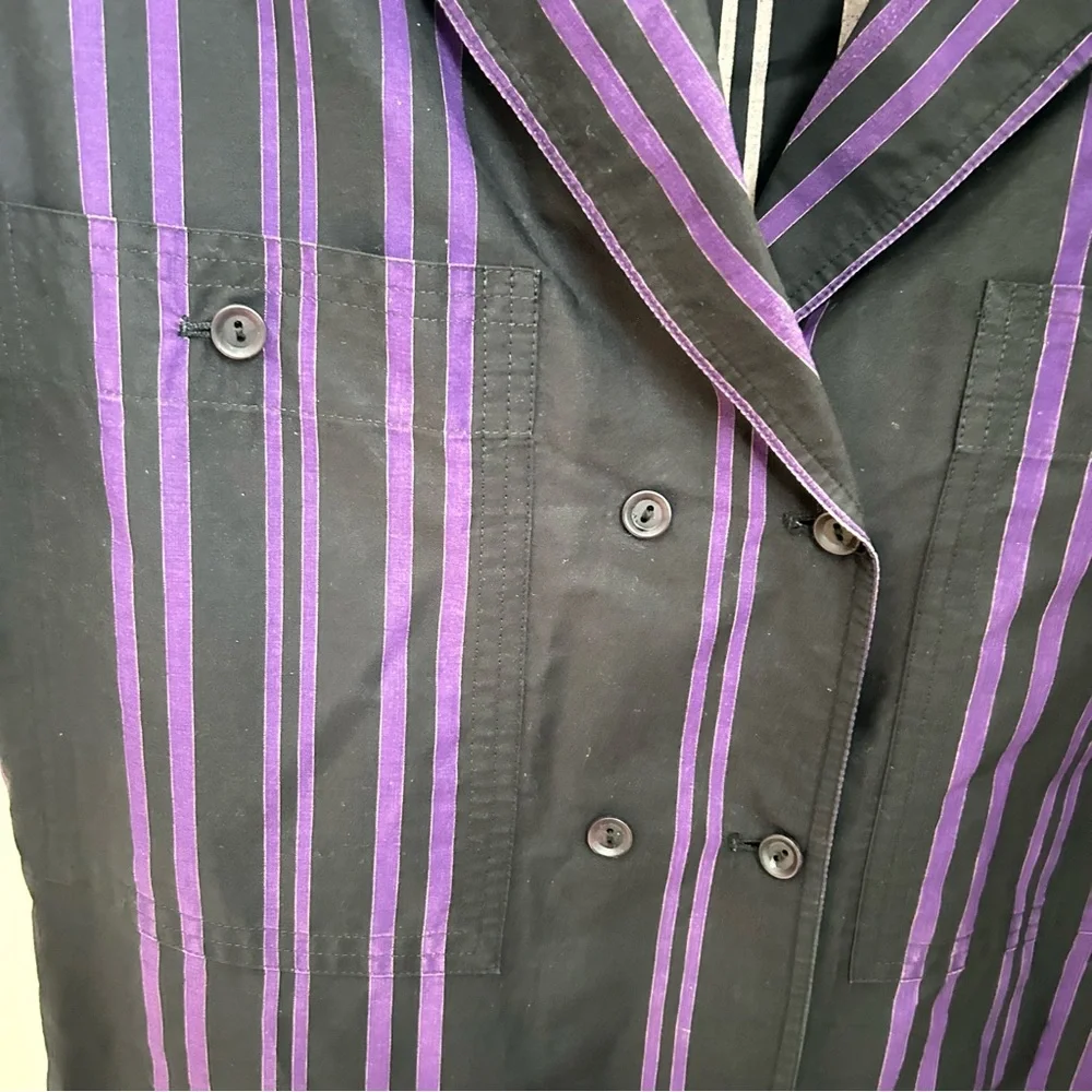 Gianni Versace Vintage Shirt Dress Purple Stripe XS Fit Made in Italy - Picture 2 of 10
